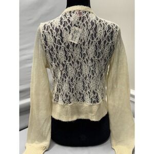 Lace Button Down Sweater Vintage Silvergate Ivory Large